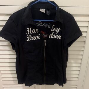 Harley-Davidson Black Short Sleeve Zip-Up